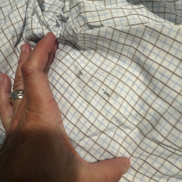 Peter Millar White and Blue Casual Button Down Shirt stain on sleeve 🤪 - Picture 6 of 6